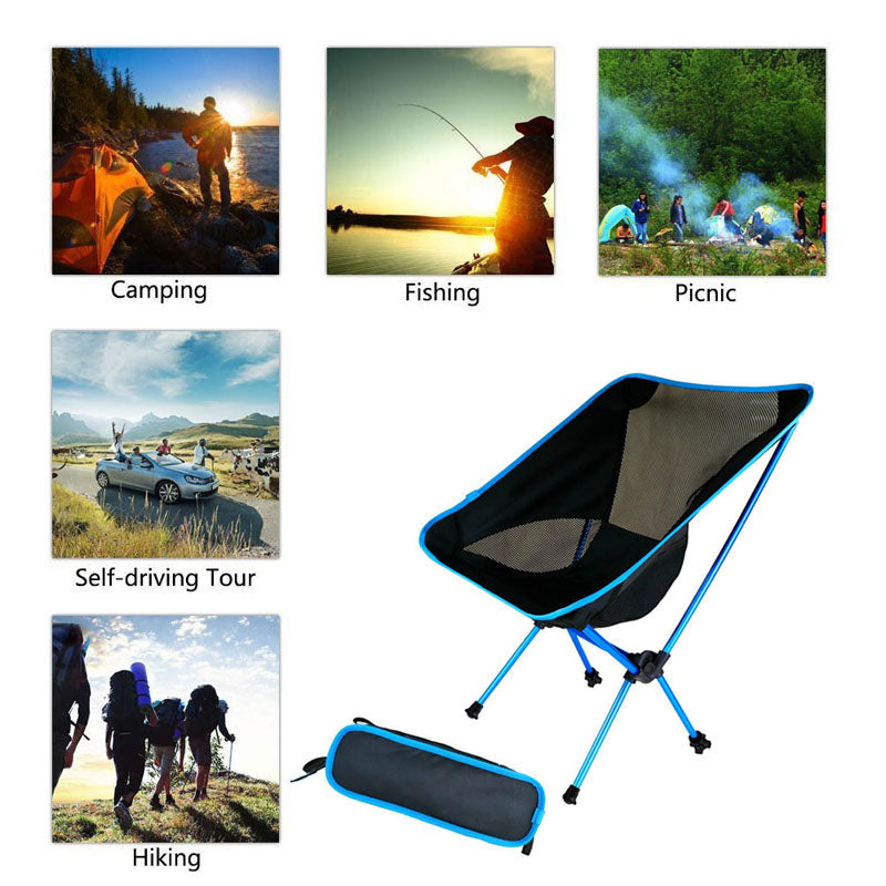 Ultralight Folding Chair Outdoor Camping Chair -   Portable Beach Hiking Picnic Seat Fishing Tools Chair