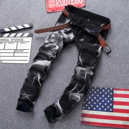 Wolf Printed Jeans Denim Pants
