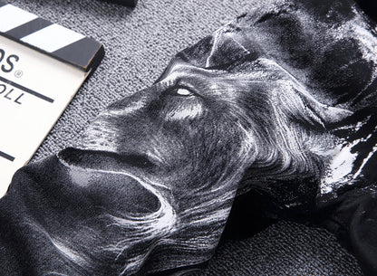 Wolf Printed Jeans Denim Pants