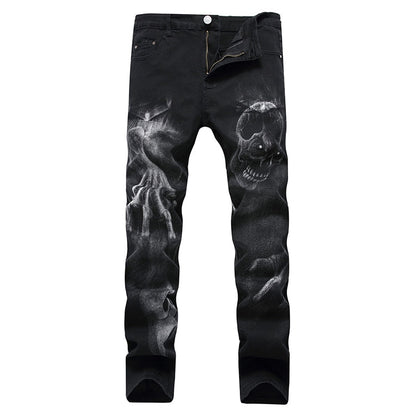 Wolf Printed Jeans Denim Pants