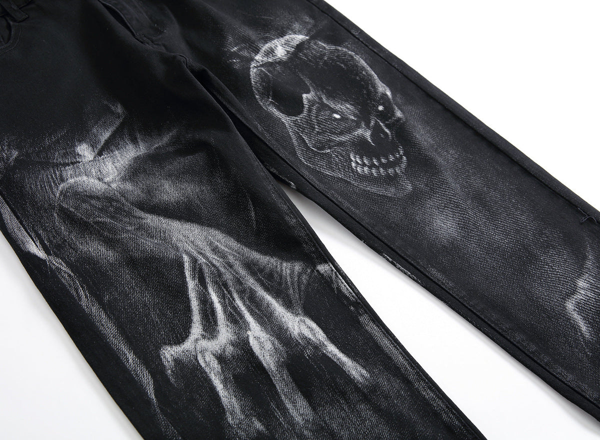Wolf Printed Jeans Denim Pants