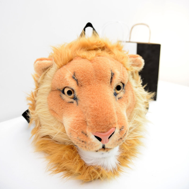 3D Animal Design Backpack Tiger Lion Leopard Panda Fur Bags