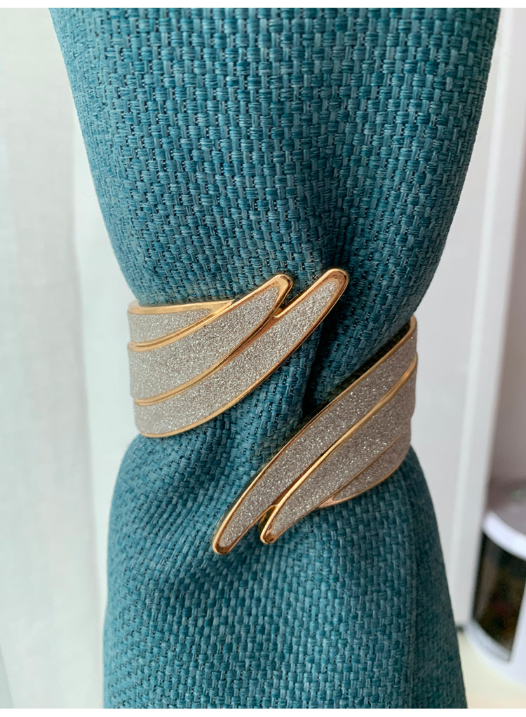 European light luxury curtain strap with metal inlaid diamond buckle
