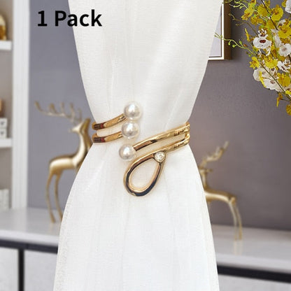 European light luxury curtain strap with metal inlaid diamond buckle