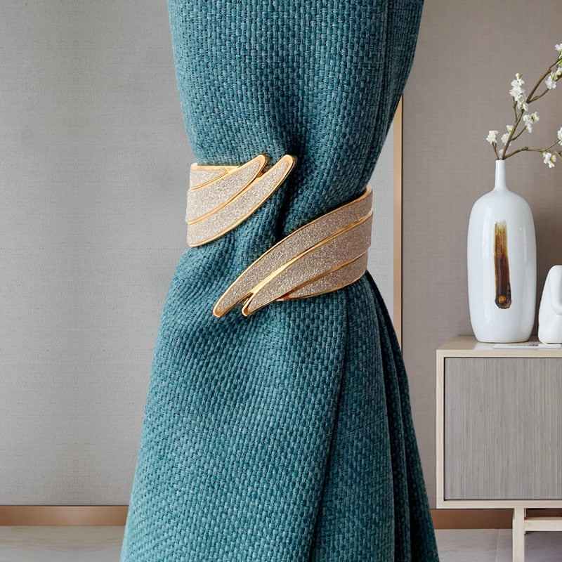 European light luxury curtain strap with metal inlaid diamond buckle