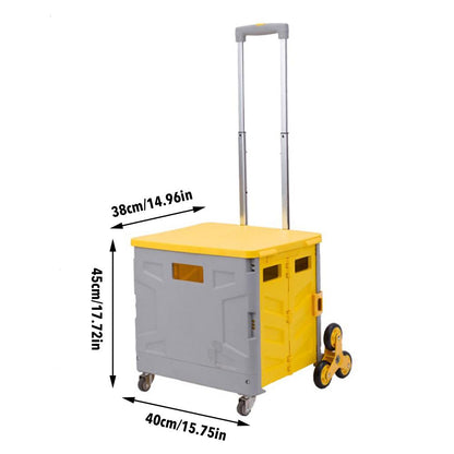 Shopping Trolley Folding Cart Heavy Duty Crate Handcart With 8 Wheels Portable Tools Carrier For Travel Shopping Moving Luggage Home Storage