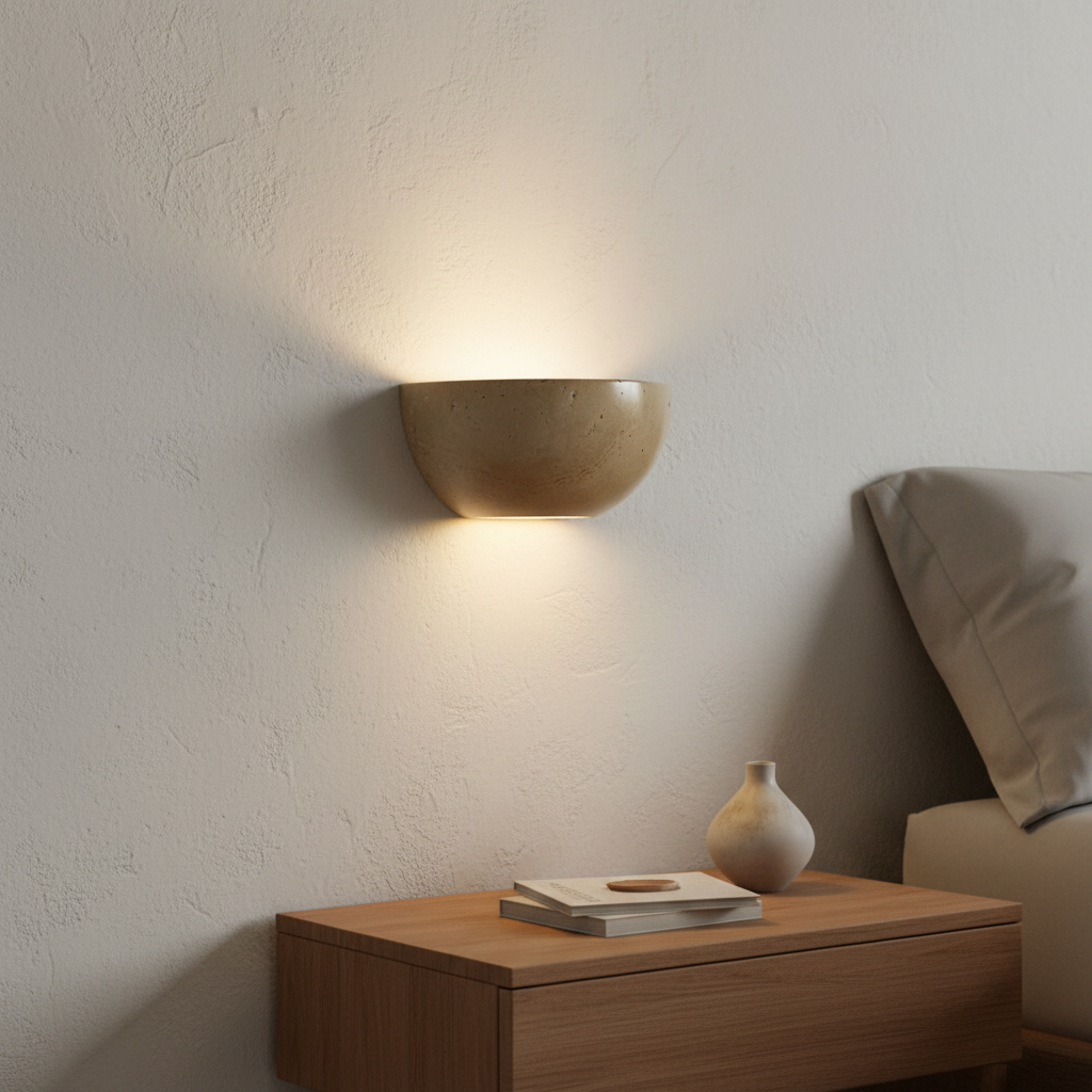 Halfronde stenen wandlamp - WabiShine
