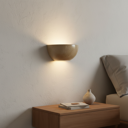 Halfronde stenen wandlamp - WabiShine