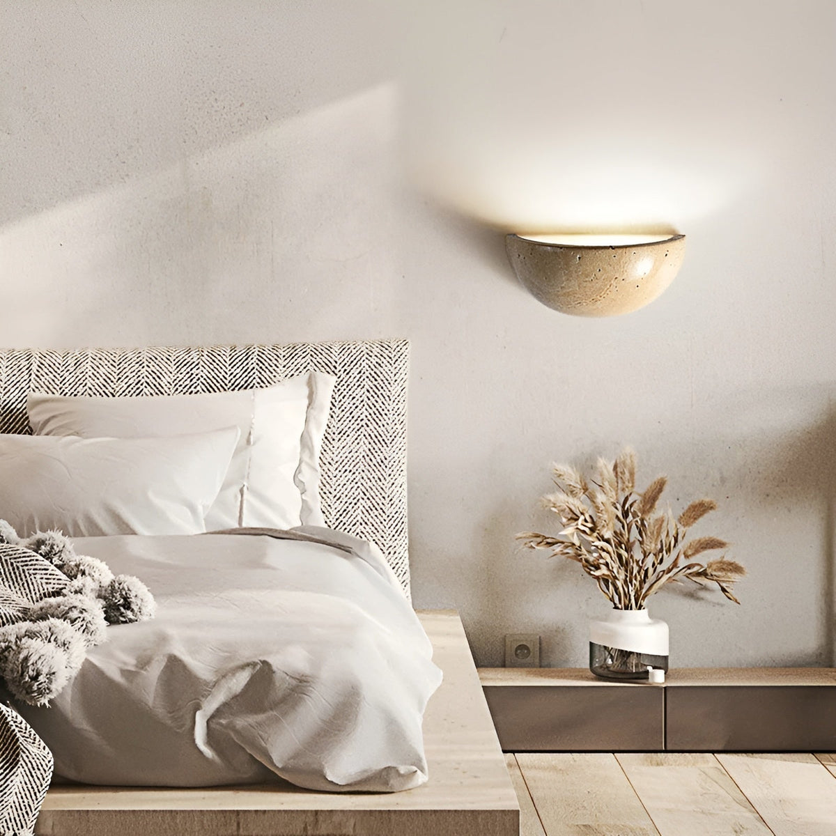 Halfronde stenen wandlamp - WabiShine