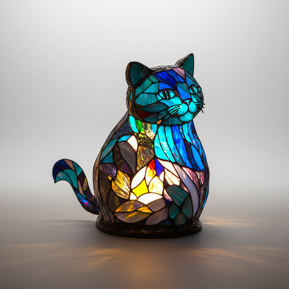 Handgemaakte mozaïeklamp dierenkop - GleamPaw