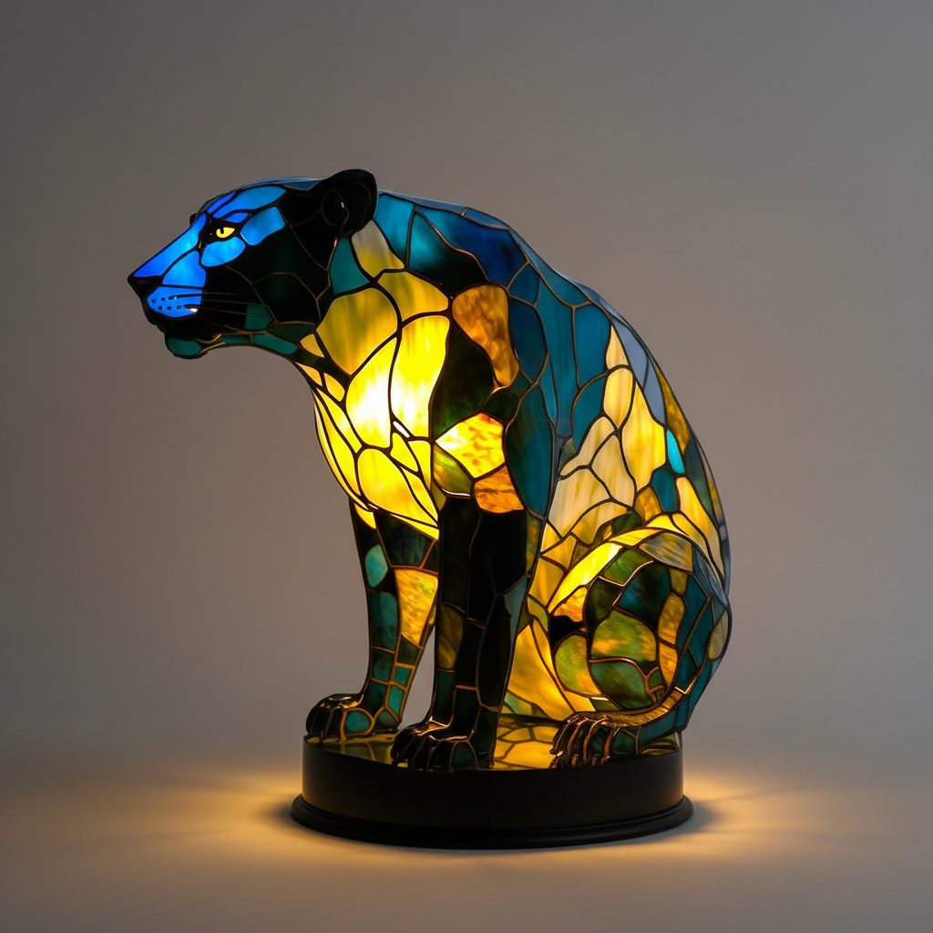 Handgemaakte mozaïeklamp dierenkop - GleamPaw