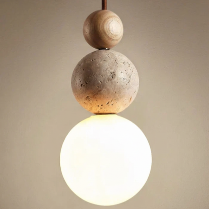 Hanglamp Travertijn Hout - WoodSphere