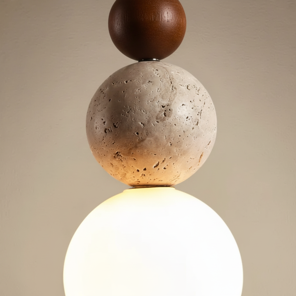 Hanglamp Travertijn Hout - WoodSphere