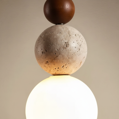 Hanglamp Travertijn Hout - WoodSphere