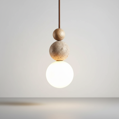 Hanglamp Travertijn Hout - WoodSphere