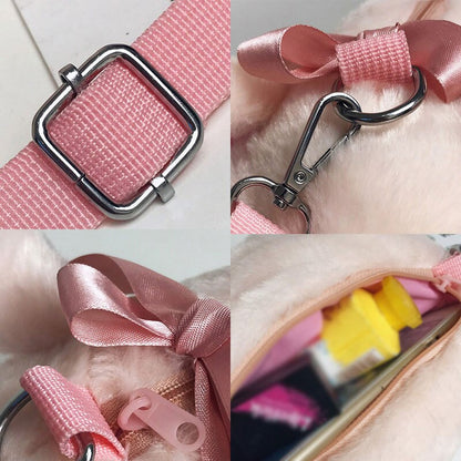 Fluffy Pink Pig Cute Soft Plush Girls Shoulder Bag