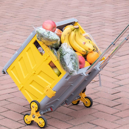 Shopping Trolley Folding Cart Heavy Duty Crate Handcart With 8 Wheels Portable Tools Carrier For Travel Shopping Moving Luggage Home Storage