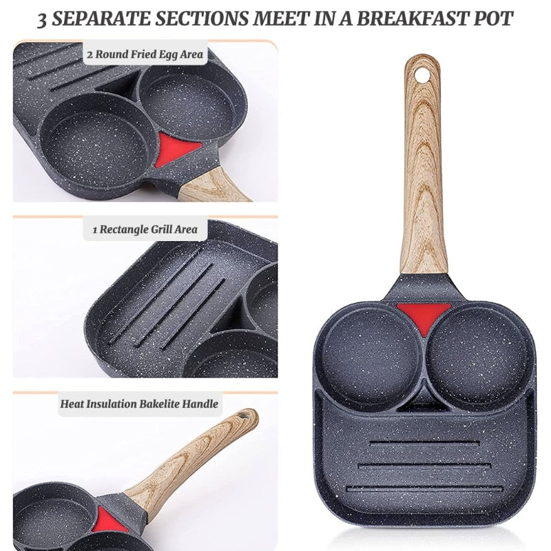 Non-stick Multi-section Frying Pans All-in-one Breakfast Pan Frying Pans and Griddle Pan for Home Kitchens