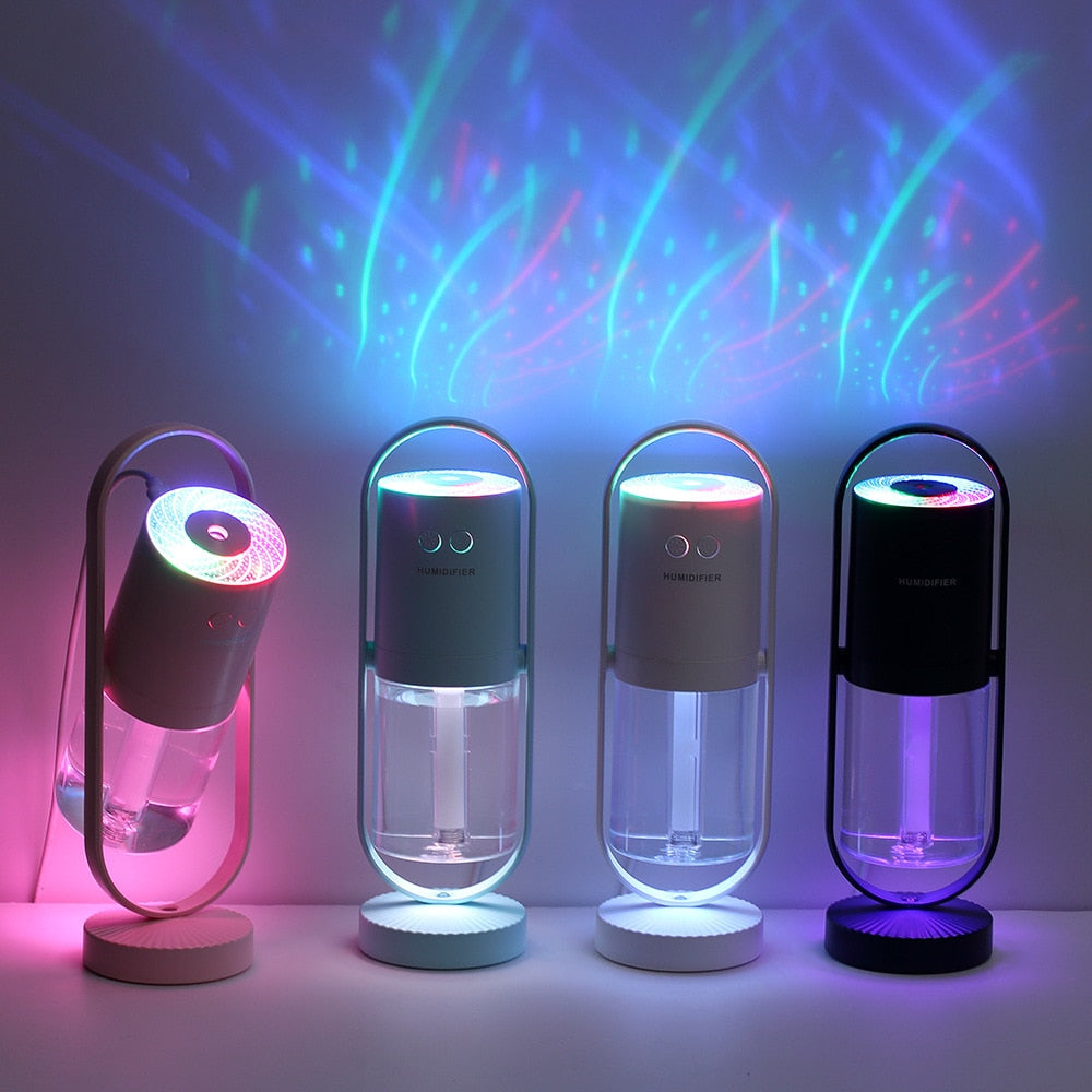 Mini Portable Wireless Usb Charging Humidifier Mute Projection Lamp 360 Rotating Aromatherapy Diffuser For Home Bedroom