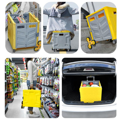 Shopping Trolley Folding Cart Heavy Duty Crate Handcart With 8 Wheels Portable Tools Carrier For Travel Shopping Moving Luggage Home Storage