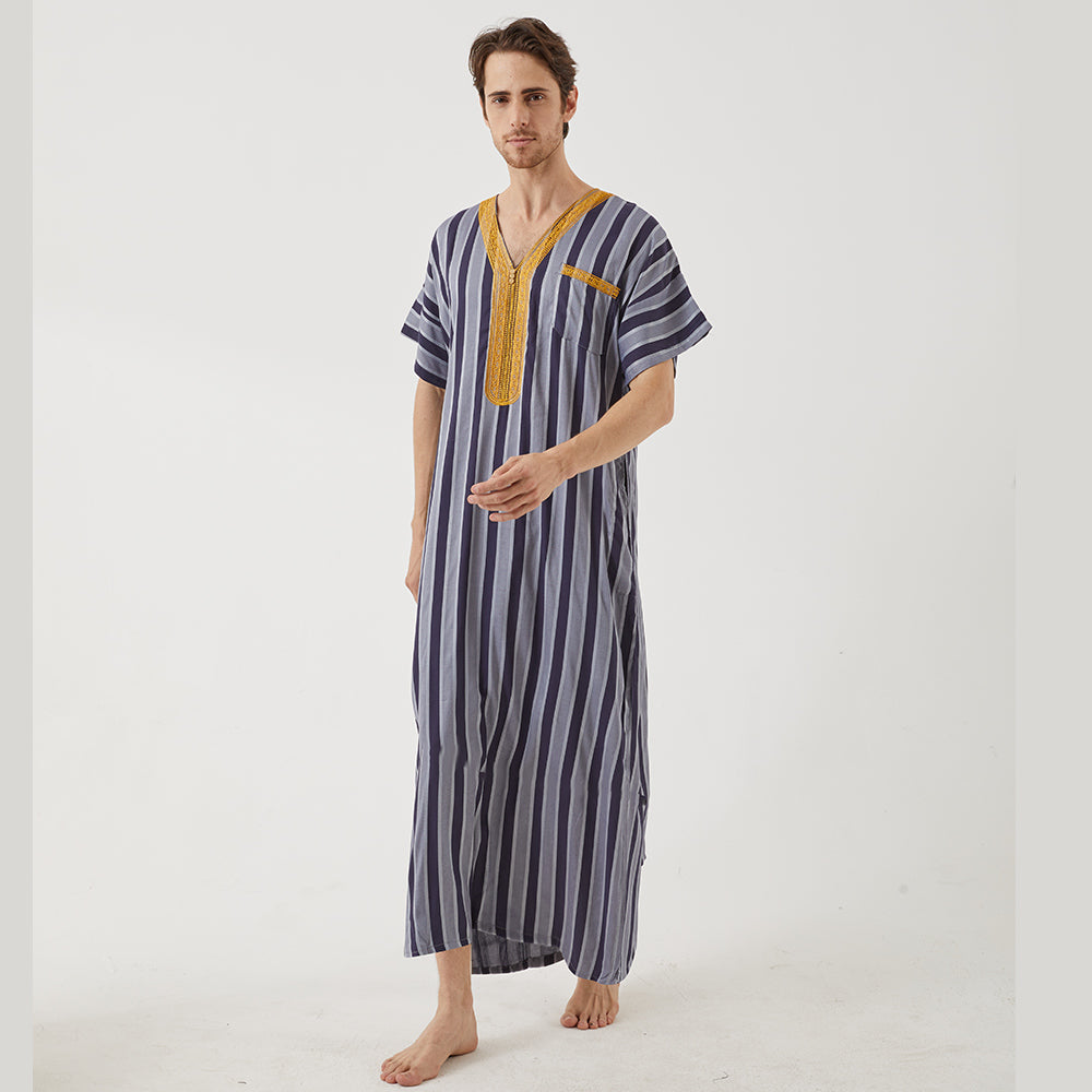 New Trendy Embroidery Jubba Thobe  For Men Kaftan Abaya