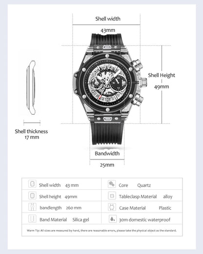 Branded Transparent Fashion Casual Quartz  Wrist Watch