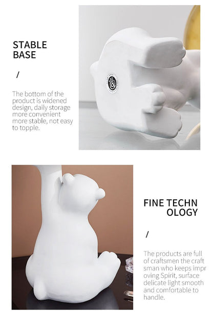 Cute Bear Tray Holder Statue Home Decoration