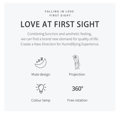 Mini Portable Wireless Usb Charging Humidifier Mute Projection Lamp 360 Rotating Aromatherapy Diffuser For Home Bedroom