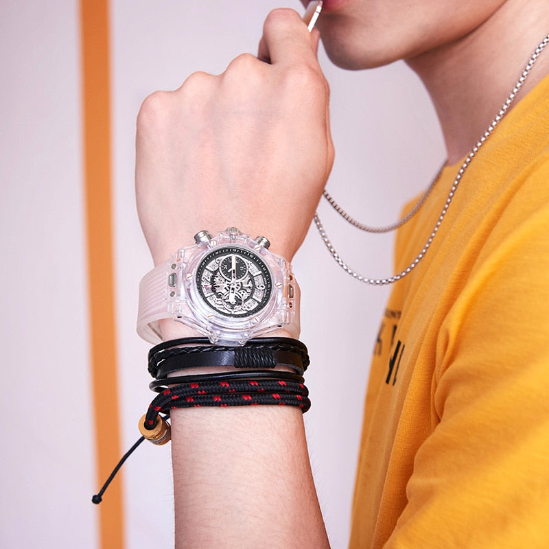 Branded Transparent Fashion Casual Quartz  Wrist Watch
