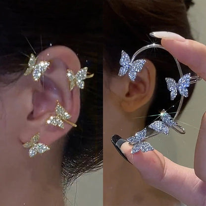 Sparkling Earings Butterfly Clips
