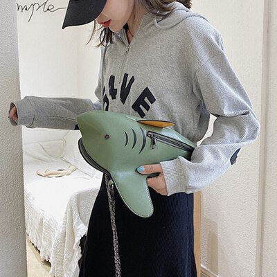 Fashion Shark Shaped Chains Crossbody Bag