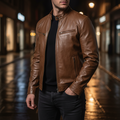 Heren Leren Jas Slank Model - Spencer