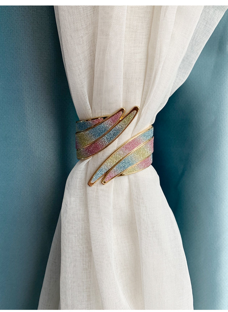 European light luxury curtain strap with metal inlaid diamond buckle