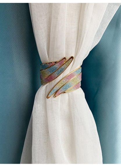 European light luxury curtain strap with metal inlaid diamond buckle