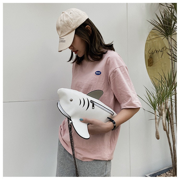 Fashion Shark Shaped Chains Crossbody Bag