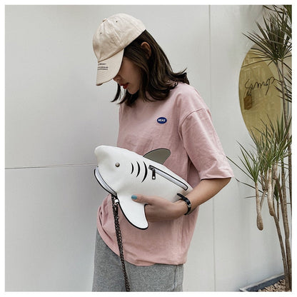 Fashion Shark Shaped Chains Crossbody Bag
