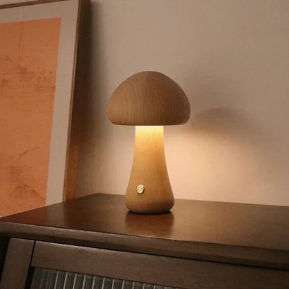 Houten paddenstoelnachtlamp - GlowMush