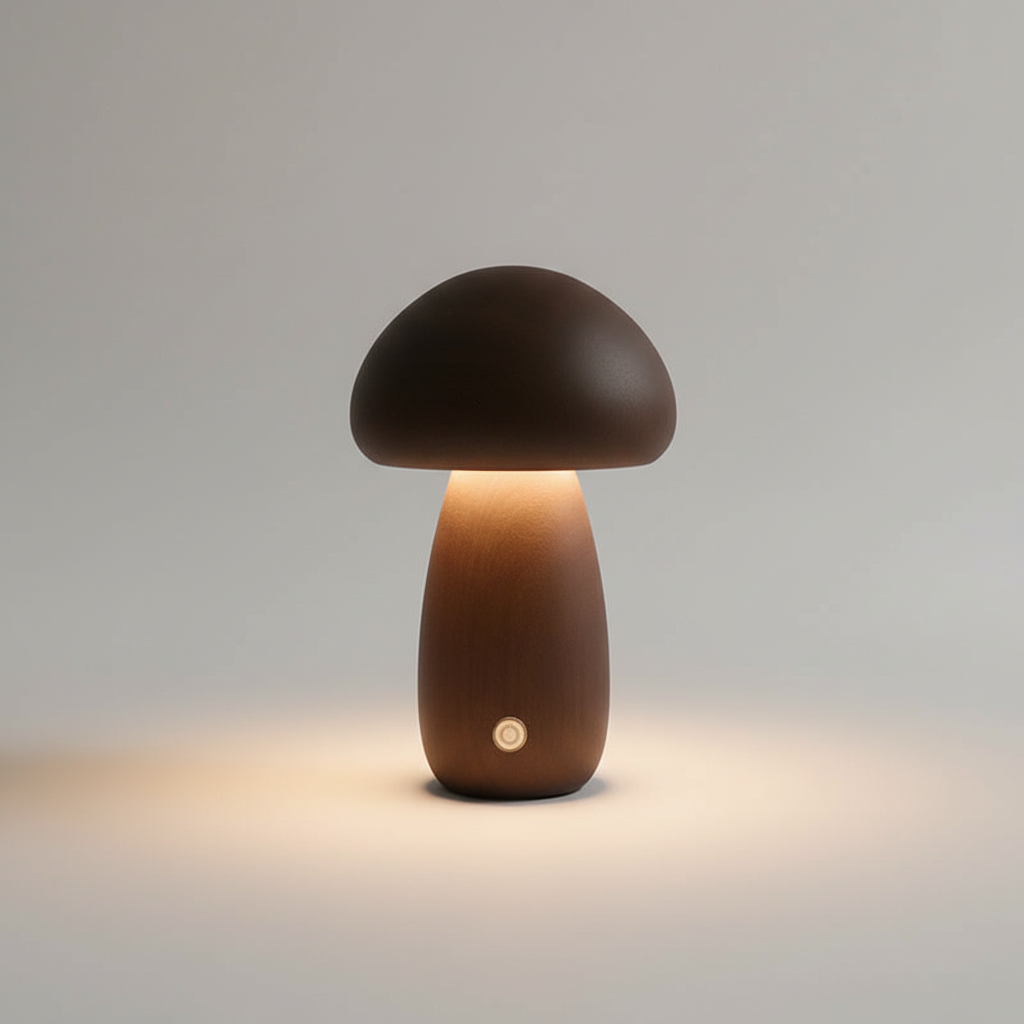 Houten paddenstoelnachtlamp - GlowMush