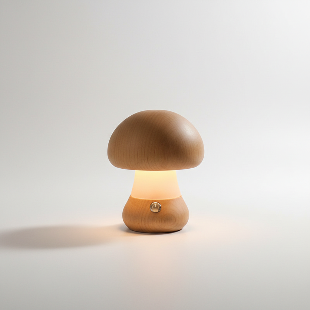 Houten paddenstoelnachtlamp - GlowMush