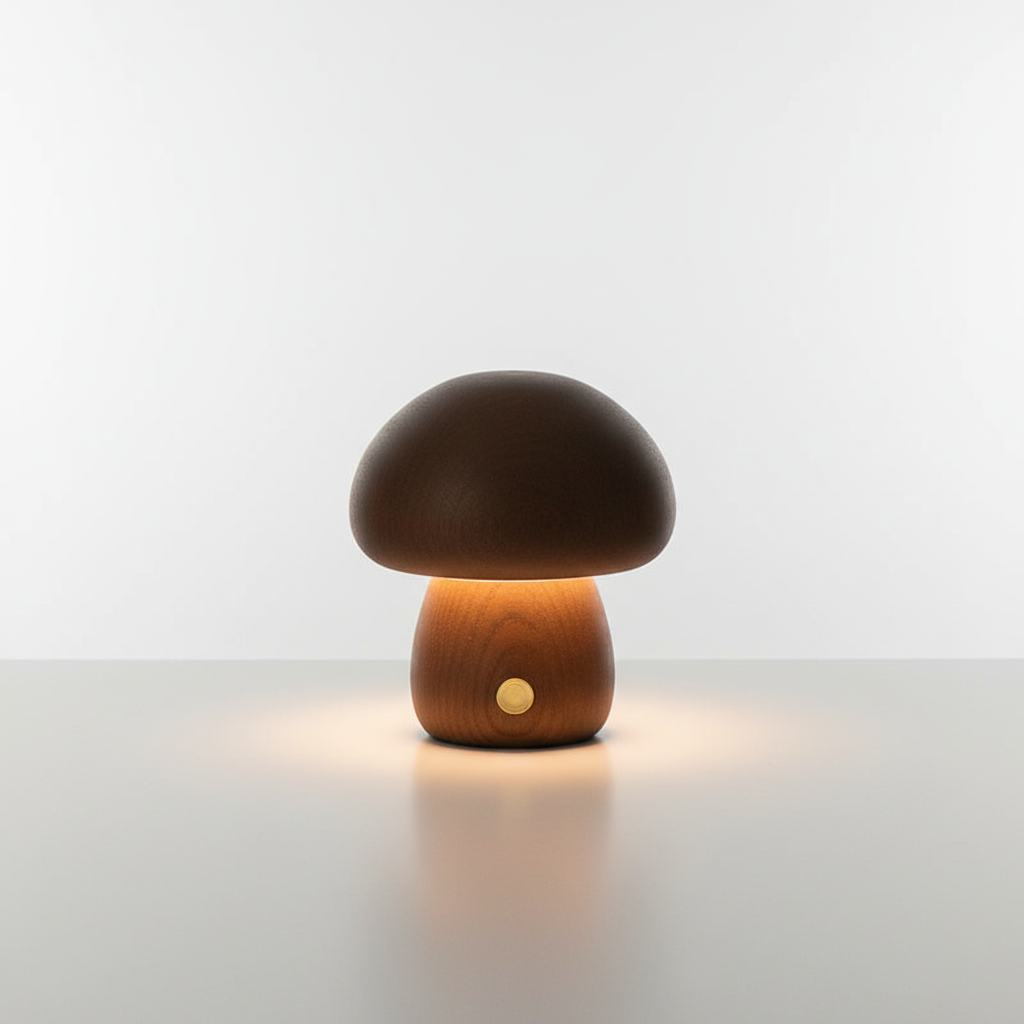 Houten paddenstoelnachtlamp - GlowMush