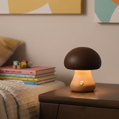Houten paddenstoelnachtlamp - GlowMush