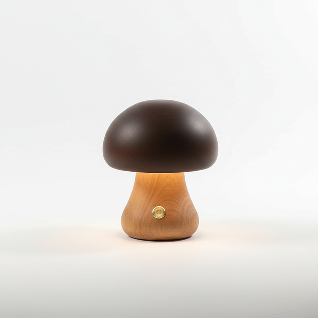 Houten paddenstoelnachtlamp - GlowMush