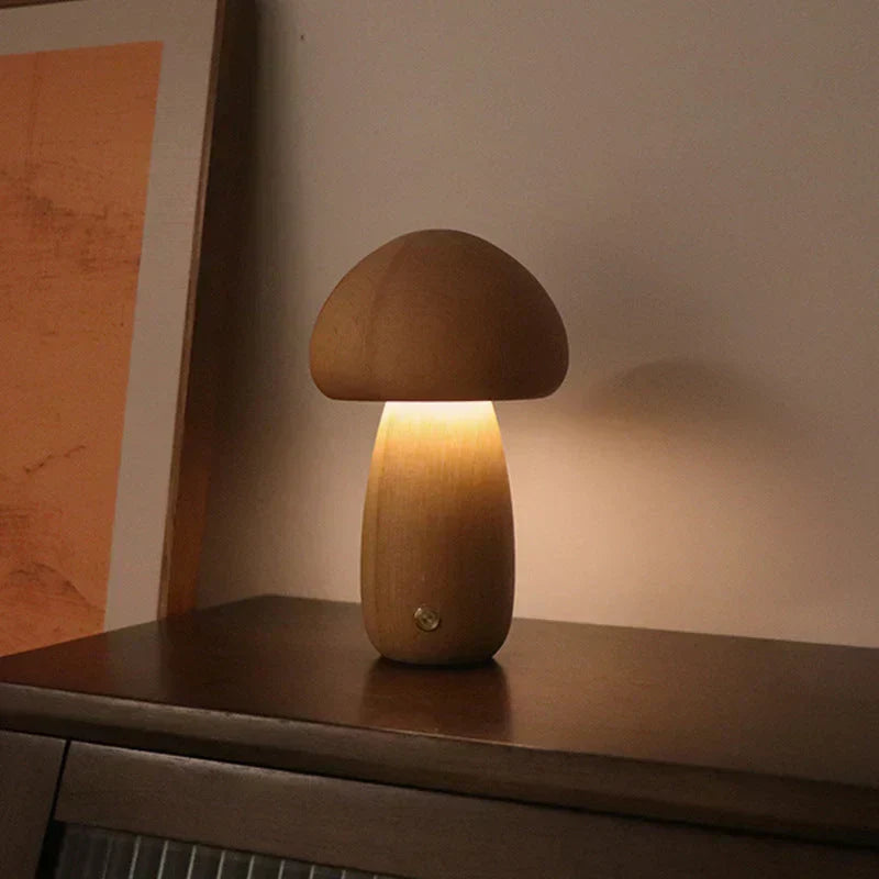 Houten paddenstoelnachtlamp - GlowMush