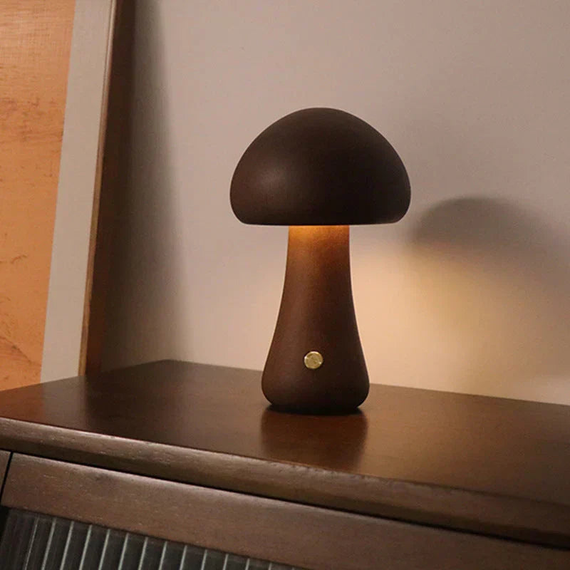Houten paddenstoelnachtlamp - GlowMush