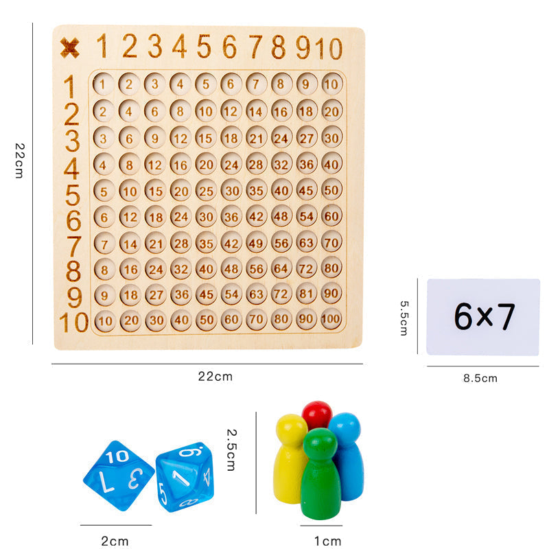 Houten multiplicatiespel voor kinderen met leerkaarten – Maximo