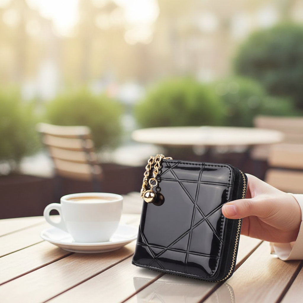 Compacte leren portemonnee - GleamWallet