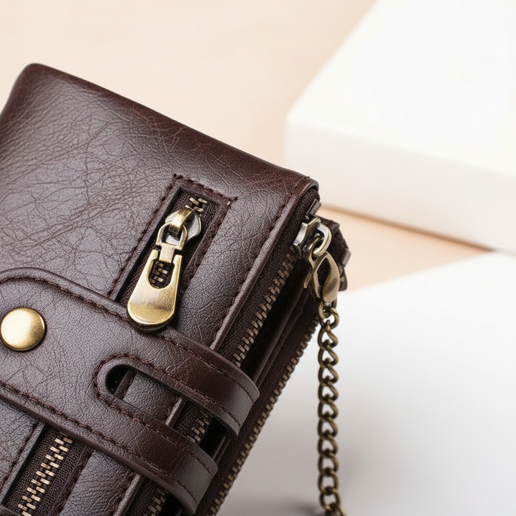 Korte portemonnee met ketting - LuxaPort