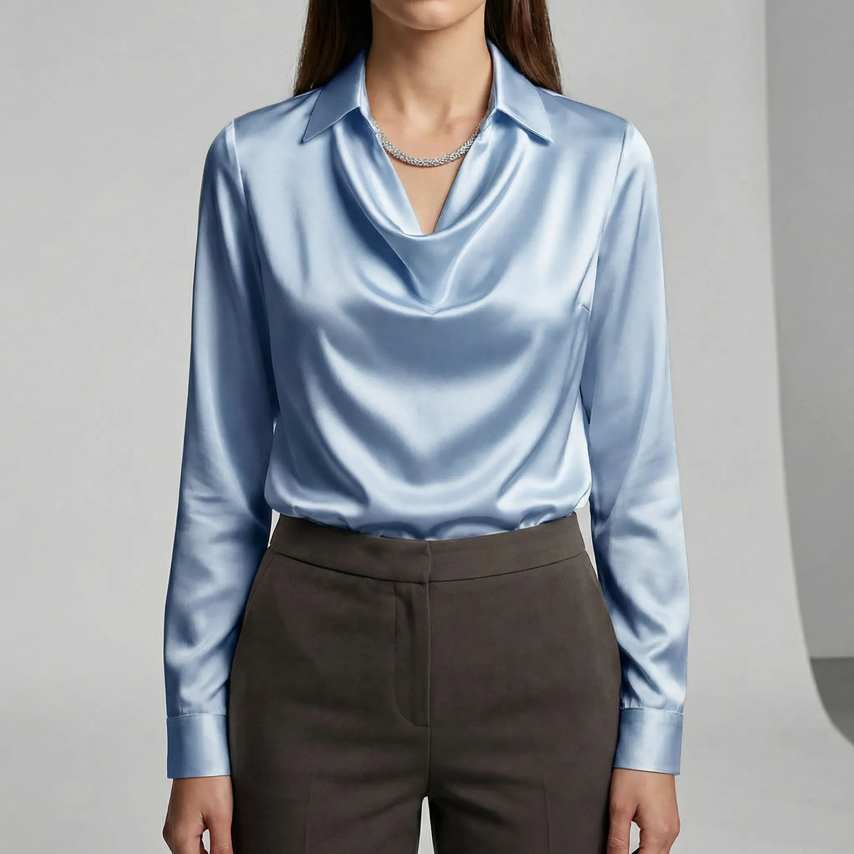 Gedrapeerde blouse met lange mouwen - Ceylin
