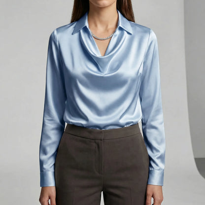 Gedrapeerde blouse met lange mouwen - Ceylin