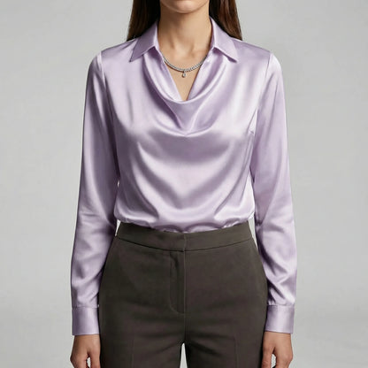 Gedrapeerde blouse met lange mouwen - Ceylin